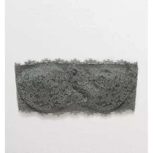 Aerie Eyelash Lace Bandeau Bra Strapless Underwire 32C NWOT - Picture 2 of 11